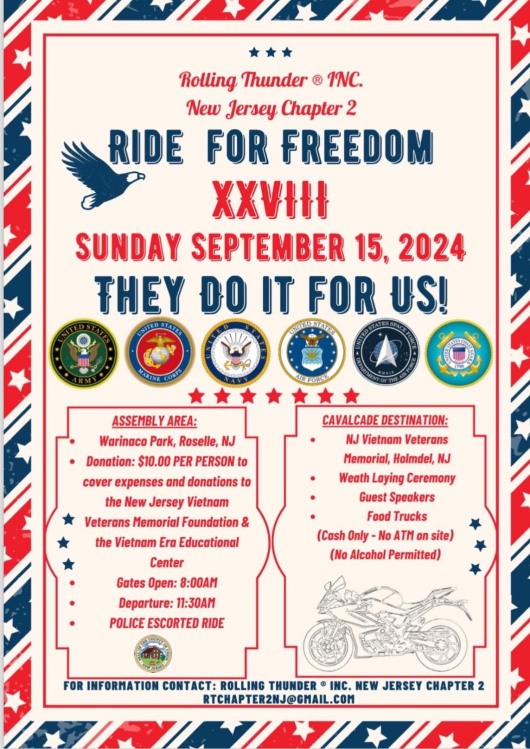 RTNJ2 28th Annual Ride for Freedom