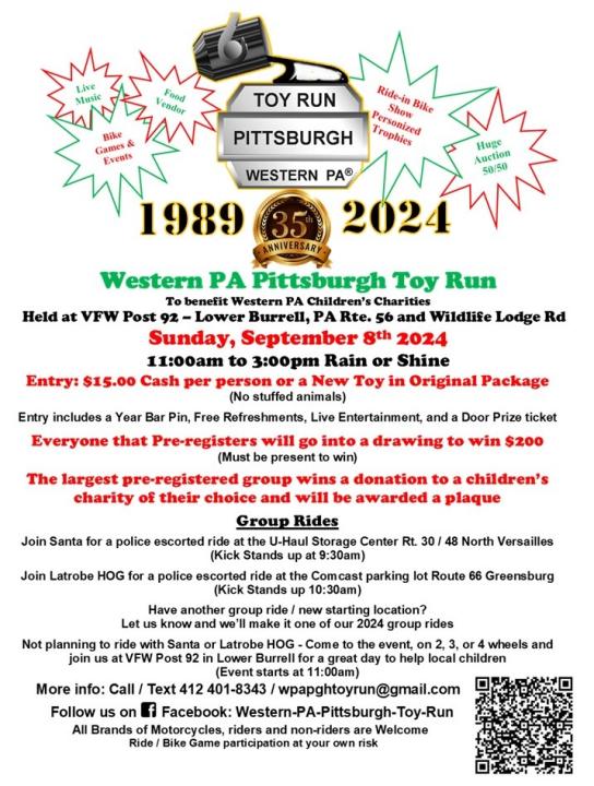 35th anniversary Wester PA Pittsbrug Toy Run