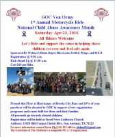 GOC Von Ormy 1st Annual Motorcycle Ride National Child Abuse Awareness                              