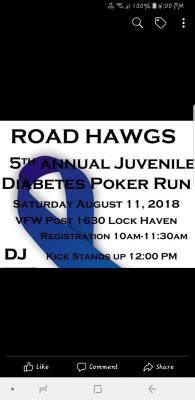 Road Hawgs inc. 5th Annual Juvenile Diabetes poker run 