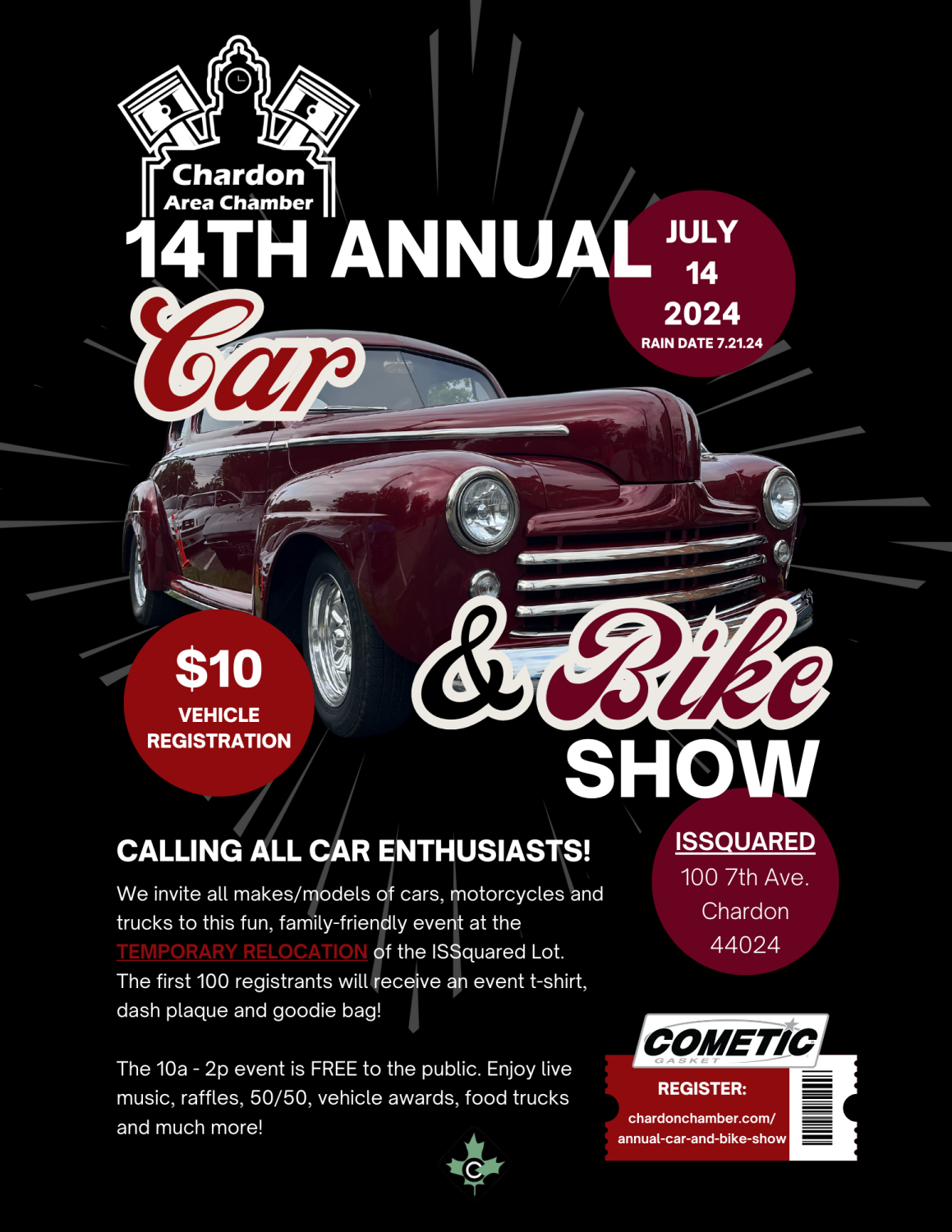 Chardon Area Chamber of Commerce's 14th Annual Car & Bike Show