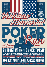 4th Annual Reno County Veterans Memorial Poker Run presented by Bretz Injury Law